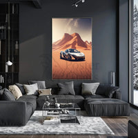 Luxury Car in Breathtaking Desert Adventure Artistic Poster PosterGoat