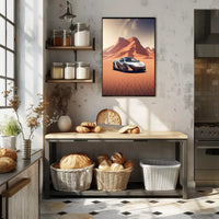 Luxury Car in Breathtaking Desert Adventure Artistic Poster PosterGoat