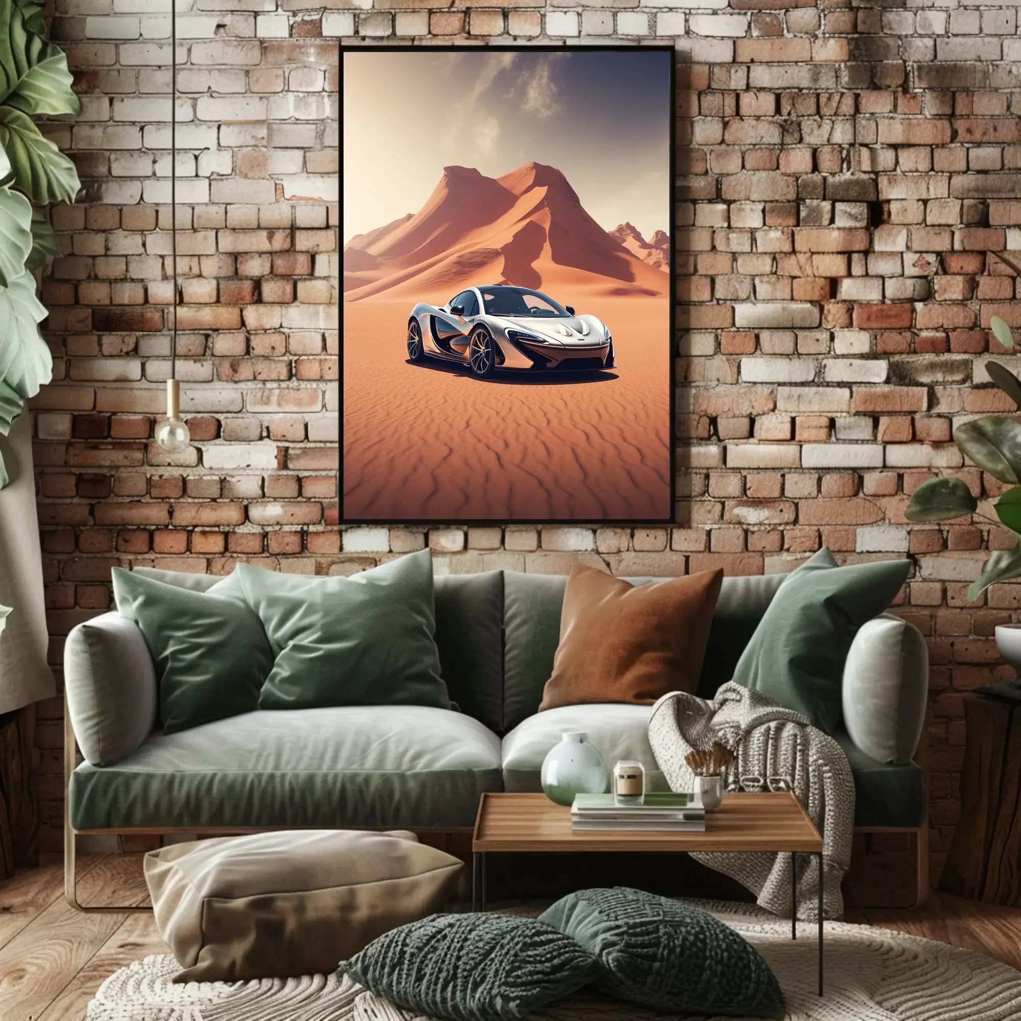Luxury Car in Breathtaking Desert Adventure Artistic Poster PosterGoat