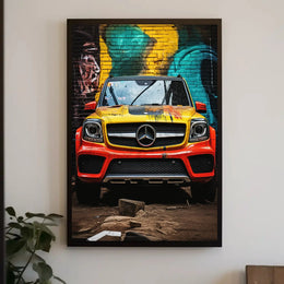 Luxury Meets Urban Art: Vibrant Mercedes-Benz SUV Poster PosterGoat