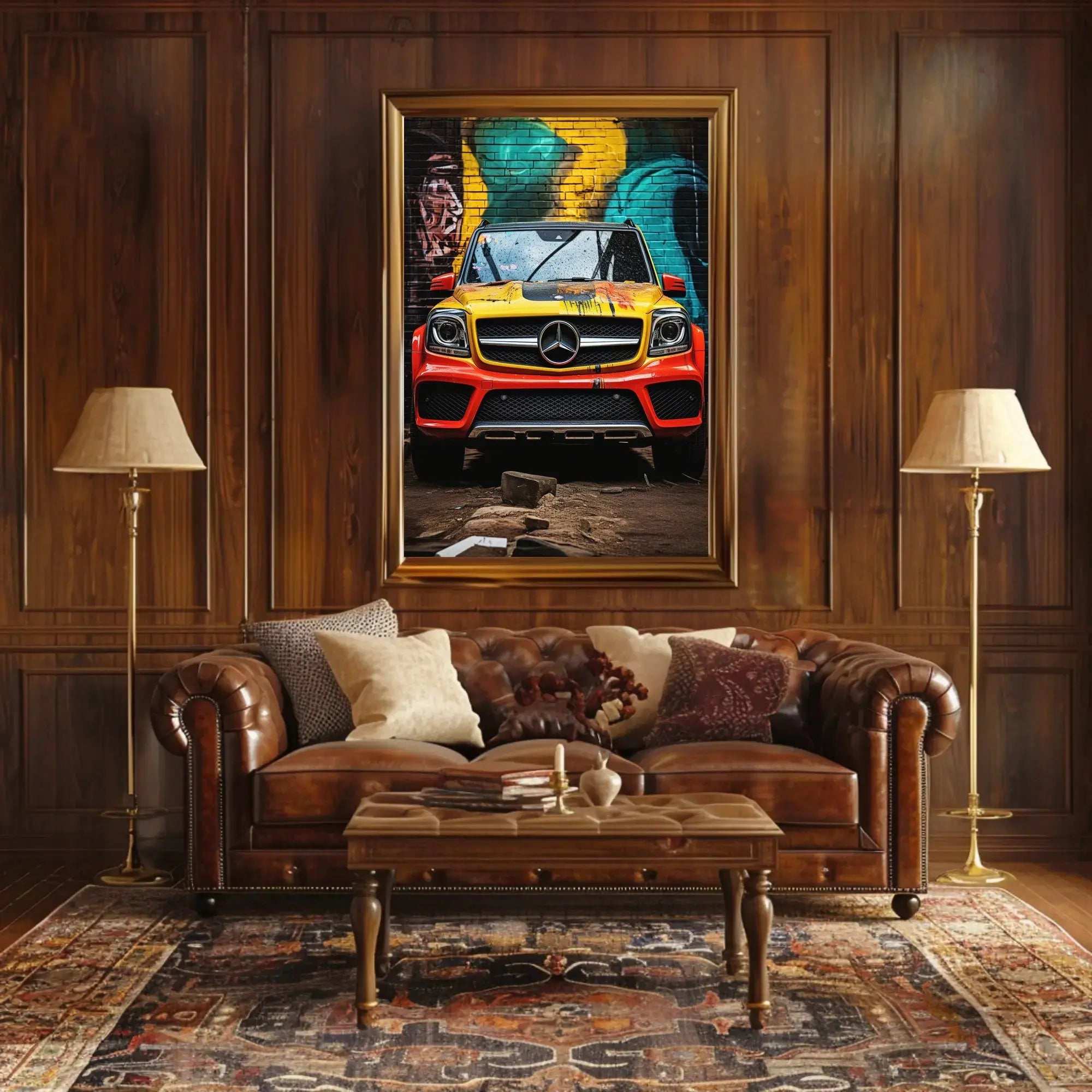 Luxury Meets Urban Art: Vibrant Mercedes-Benz SUV Poster PosterGoat