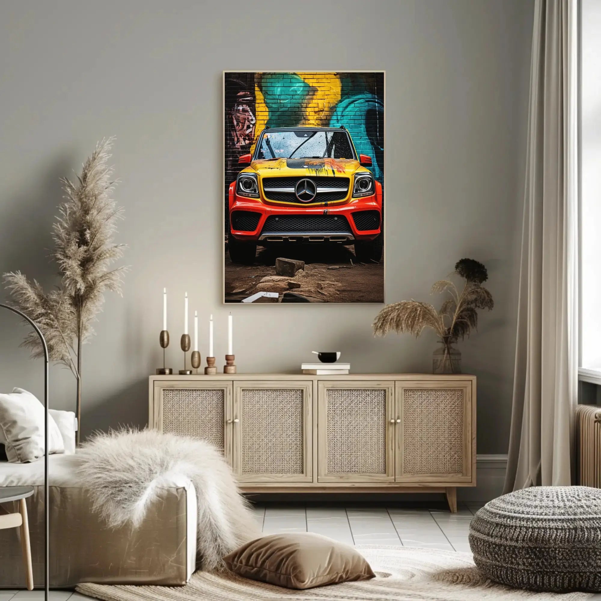 Luxury Meets Urban Art: Vibrant Mercedes-Benz SUV Poster PosterGoat