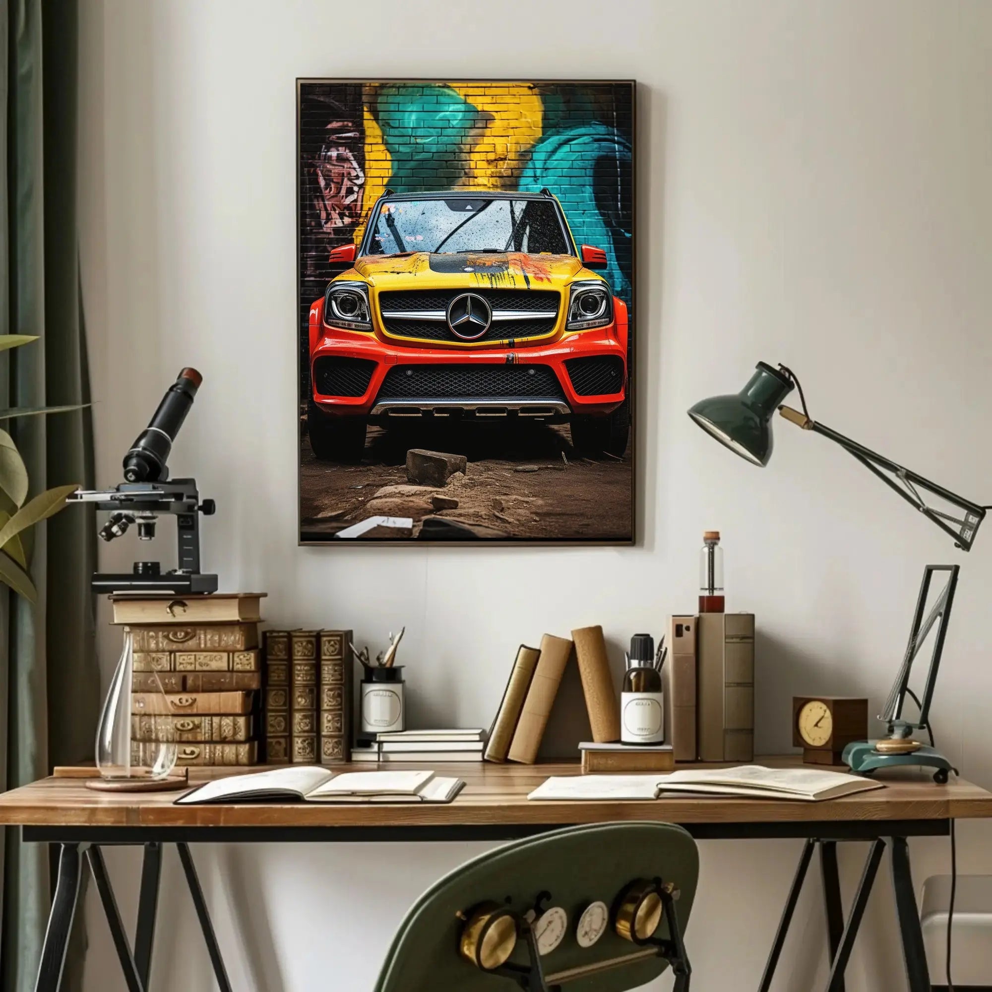 Luxury Meets Urban Art: Vibrant Mercedes-Benz SUV Poster PosterGoat