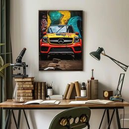 Luxury Meets Urban Art: Vibrant Mercedes-Benz SUV Poster PosterGoat