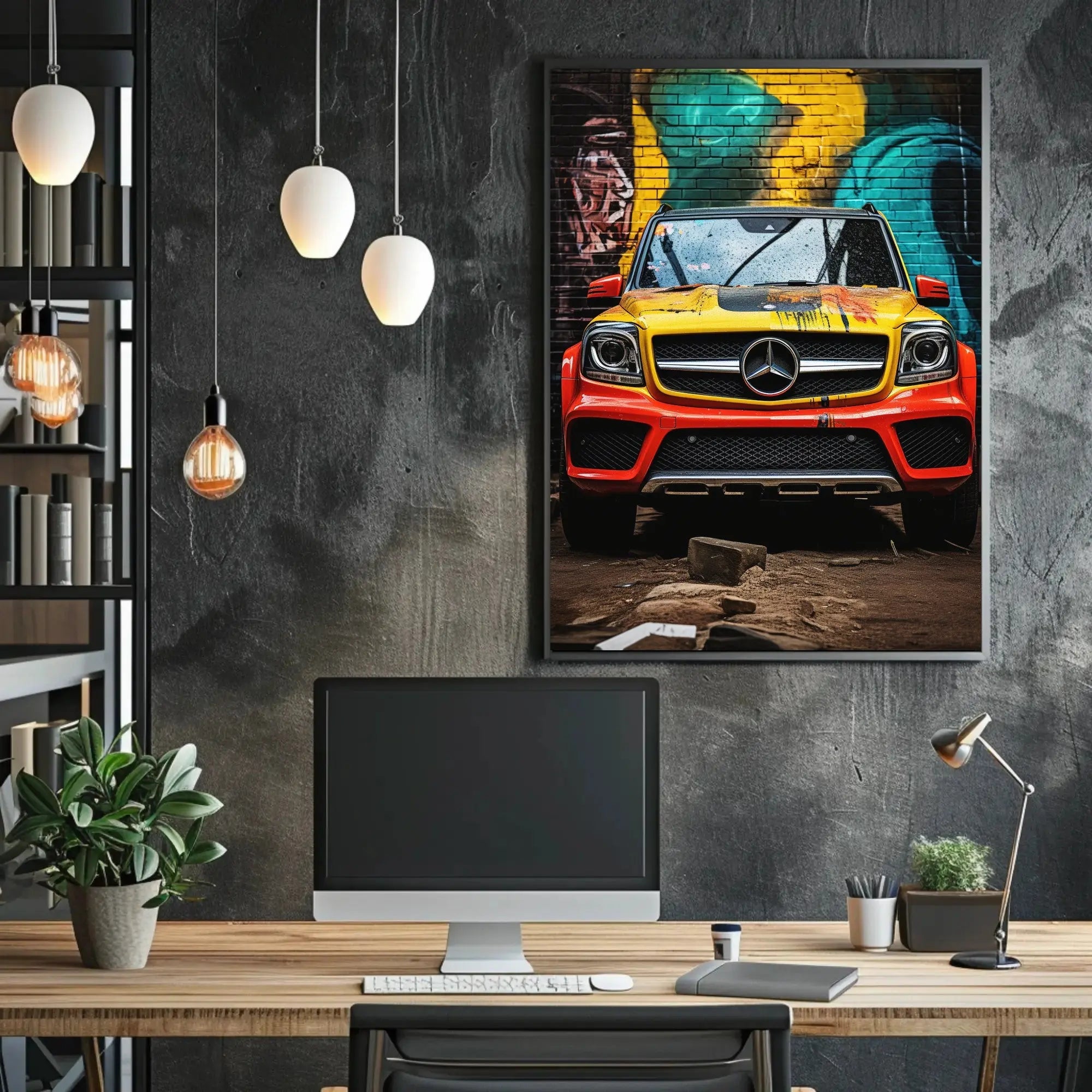 Luxury Meets Urban Art: Vibrant Mercedes-Benz SUV Poster PosterGoat
