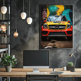 Luxury Meets Urban Art: Vibrant Mercedes-Benz SUV Poster PosterGoat