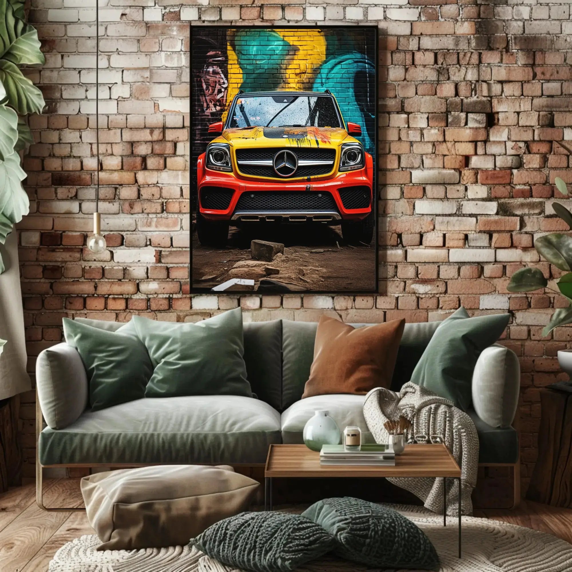 Luxury Meets Urban Art: Vibrant Mercedes-Benz SUV Poster PosterGoat