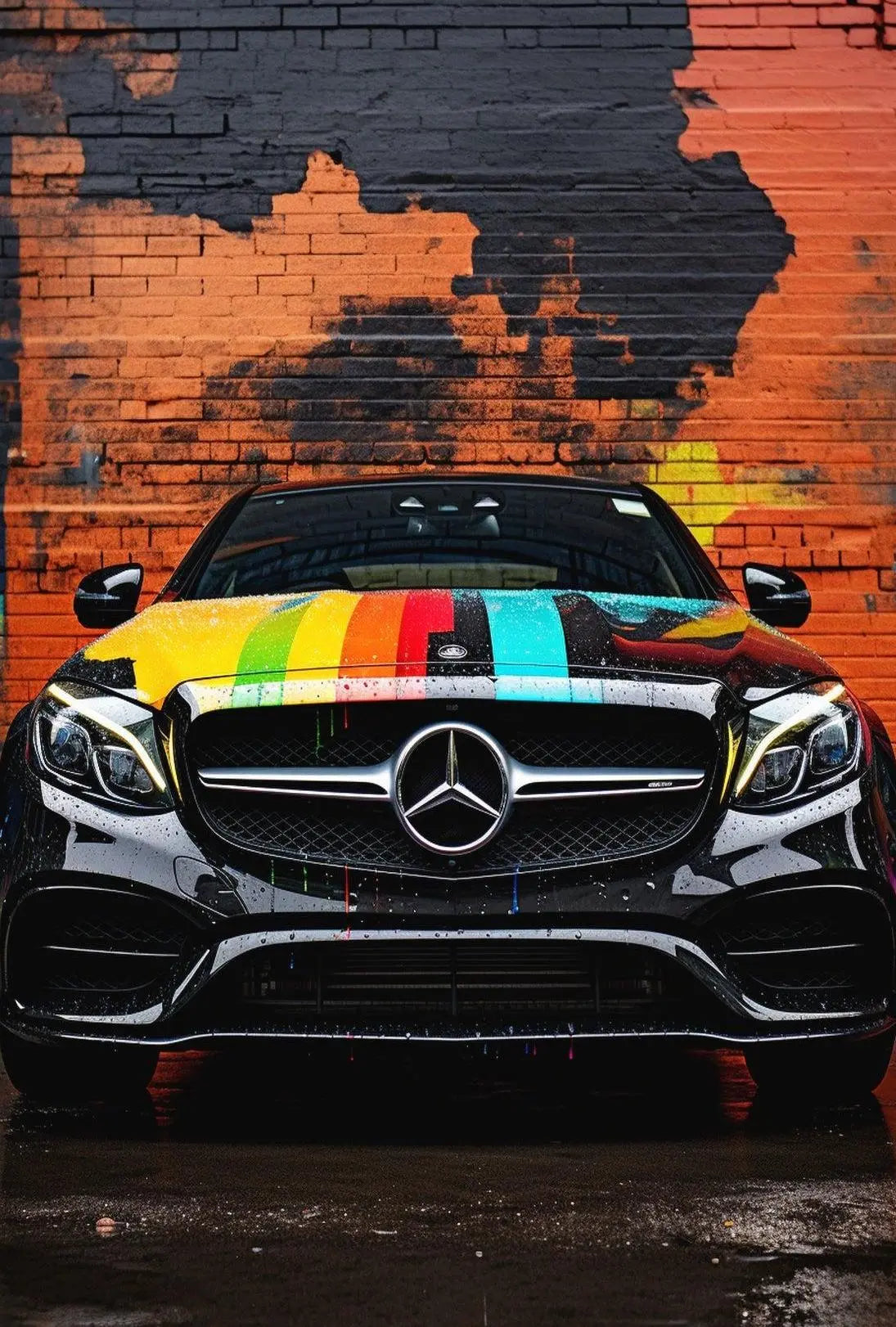 Luxury Mercedes Art Car Urban Setting - Abstract Poster PosterGoat
