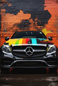 Luxury Mercedes Art Car Urban Setting - Abstract Poster PosterGoat