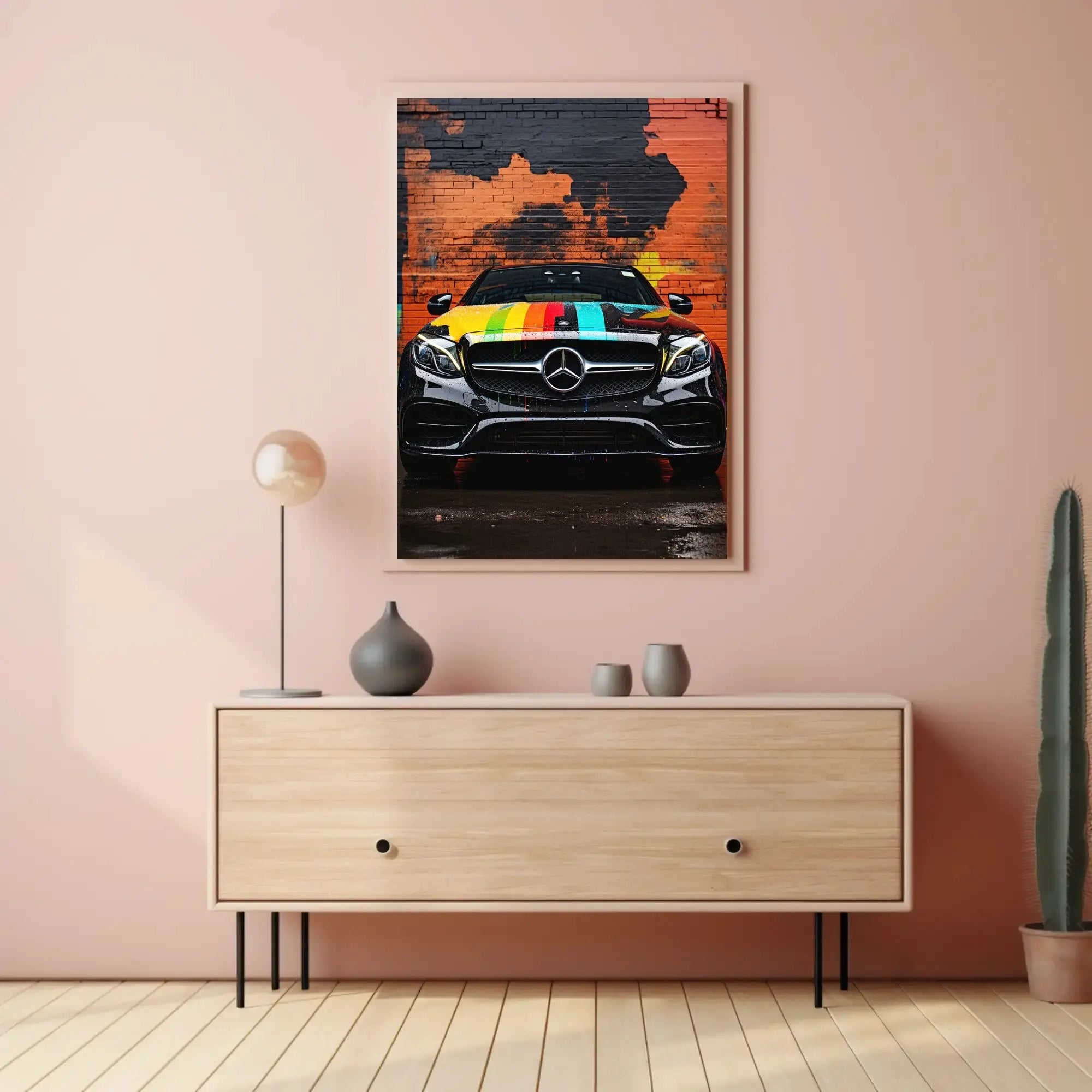 Luxury Mercedes Art Car Urban Setting - Abstract Poster PosterGoat