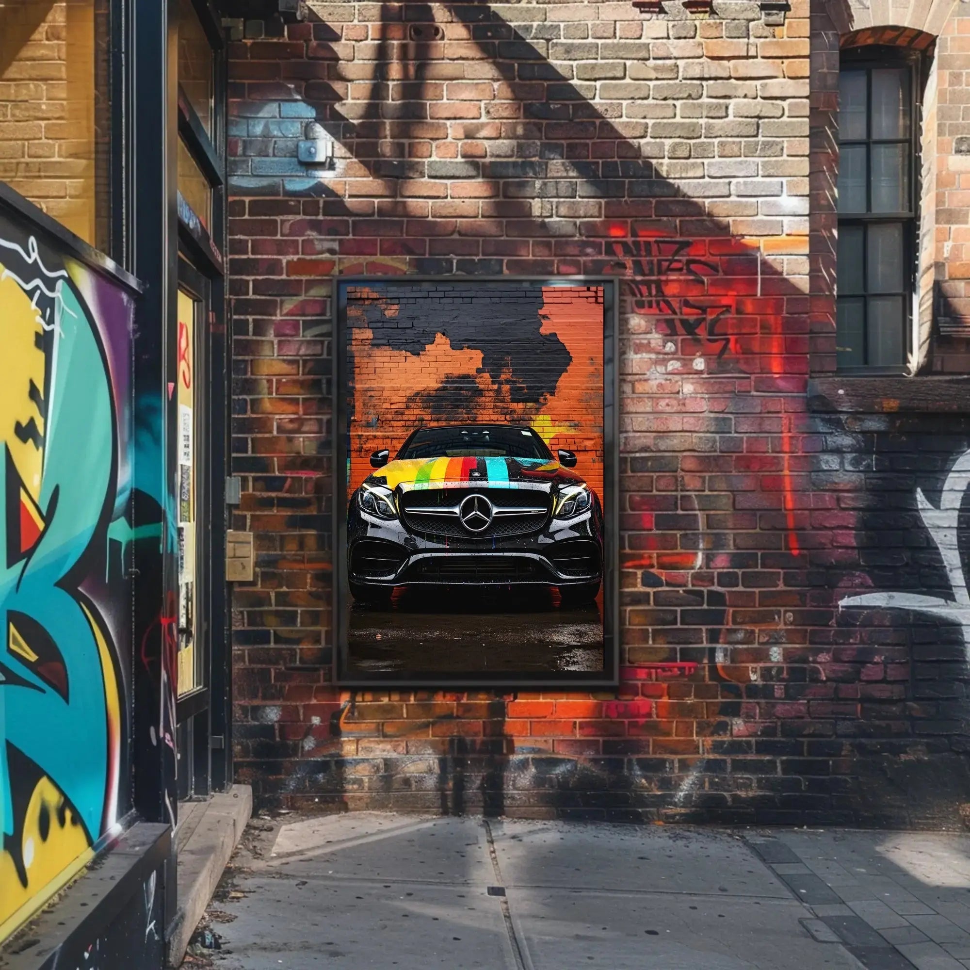 Luxury Mercedes Art Car Urban Setting - Abstract Poster PosterGoat
