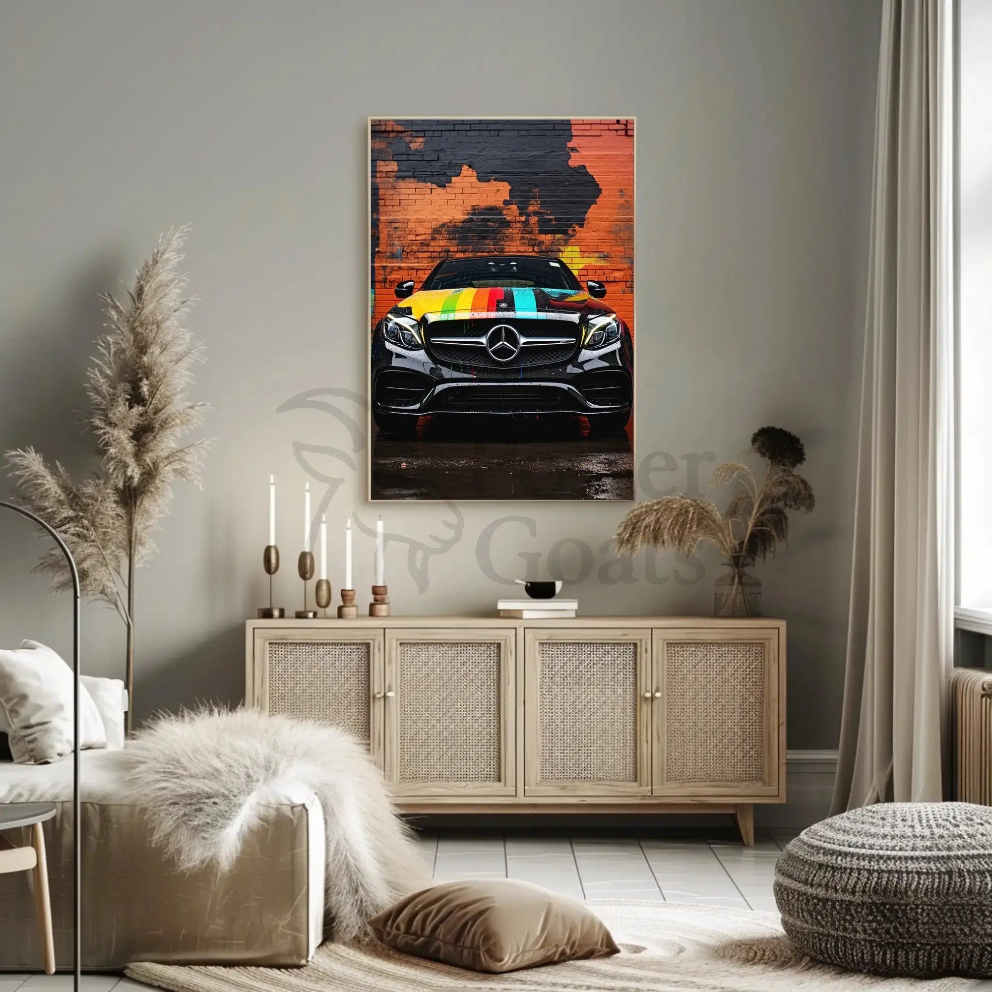 Luxury Mercedes Art Car Urban Setting - Abstract Poster PosterGoat