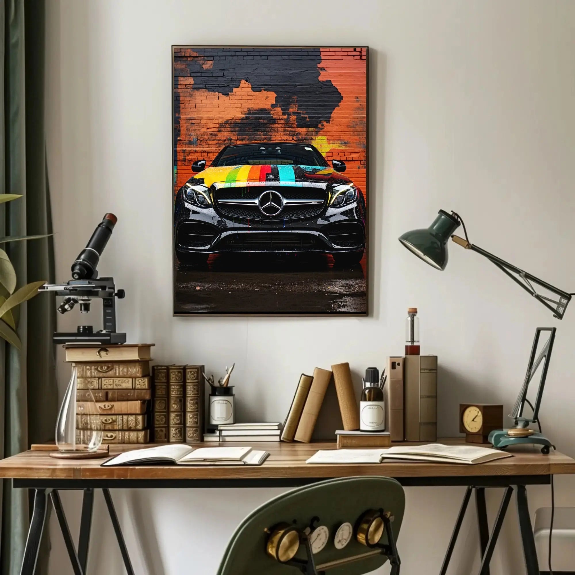 Luxury Mercedes Art Car Urban Setting - Abstract Poster PosterGoat