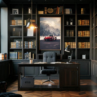 Luxury Sports Car Adventures in Snowy Mountains Poster PosterGoat