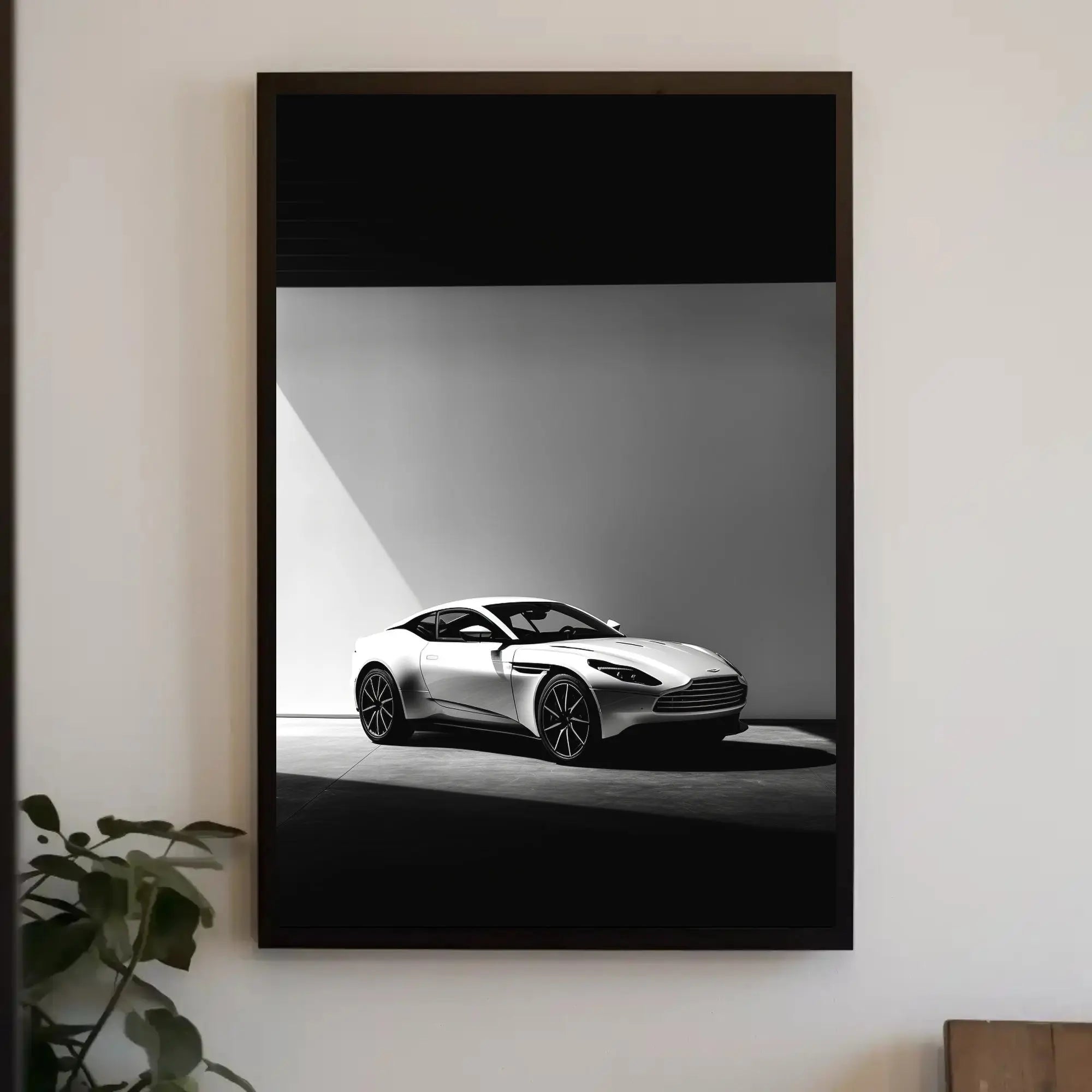 Luxury Sports Car Elegance in Black-White Artistic Poster PosterGoat