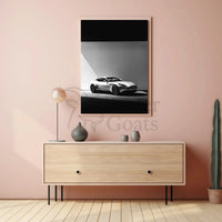 Luxury Sports Car Elegance in Black-White Artistic Poster PosterGoat