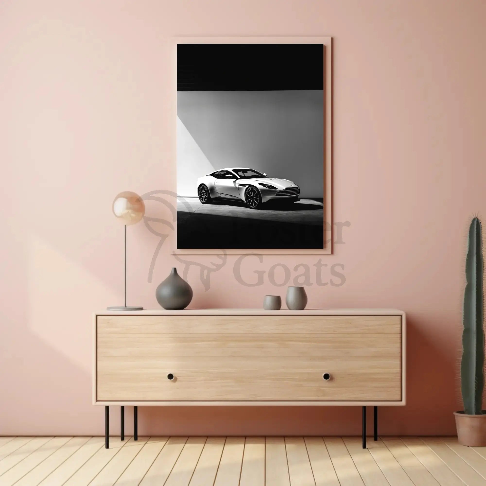 Luxury Sports Car Elegance in Black-White Artistic Poster PosterGoat