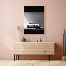 Luxury Sports Car Elegance in Black-White Artistic Poster PosterGoat