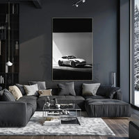 Luxury Sports Car Elegance in Black-White Artistic Poster PosterGoat