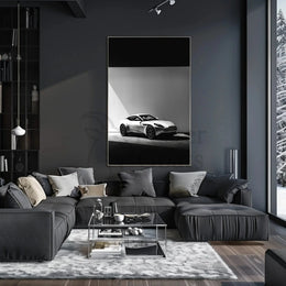Luxury Sports Car Elegance in Black-White Artistic Poster PosterGoat