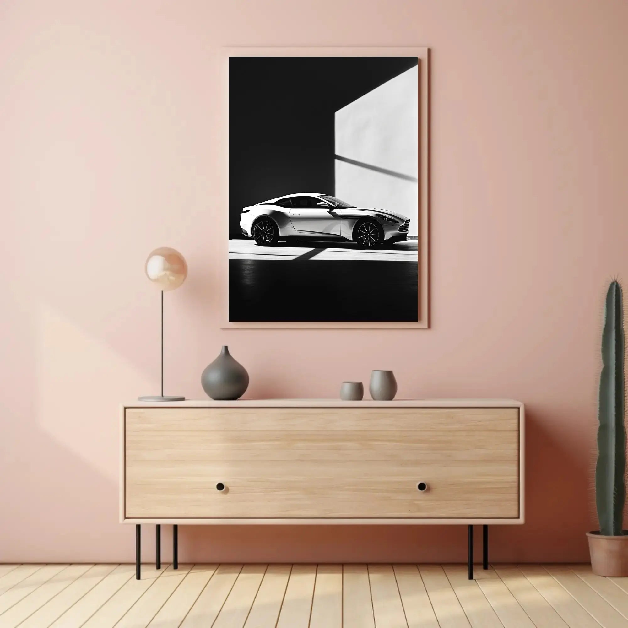 Luxury Sports Car Showroom Modern Elegance Artistic Poster PosterGoat