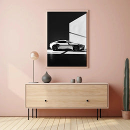 Luxury Sports Car Showroom Modern Elegance Artistic Poster PosterGoat