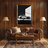 Luxury Sports Car Showroom Modern Elegance Artistic Poster PosterGoat
