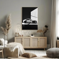 Luxury Sports Car Showroom Modern Elegance Artistic Poster PosterGoat