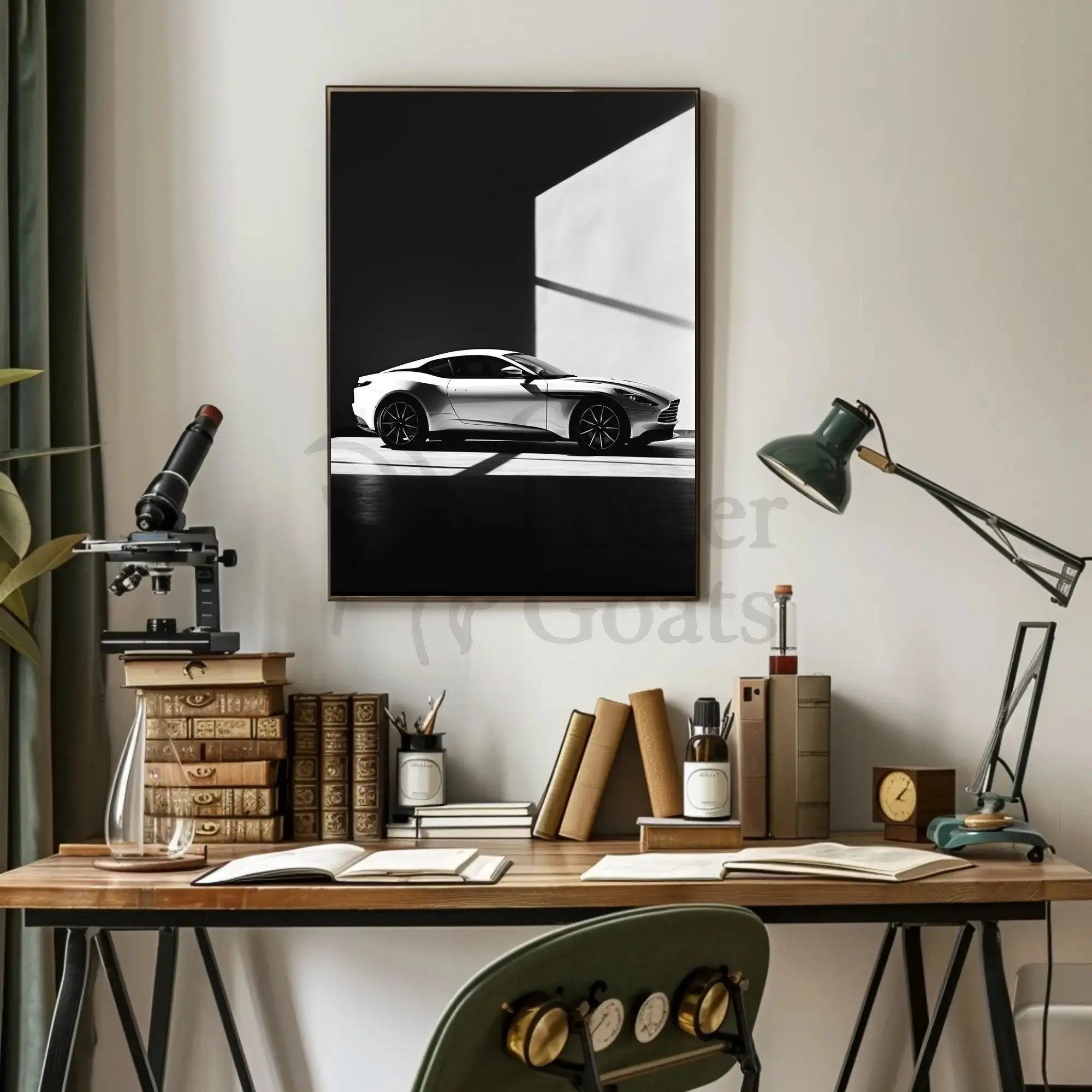 Luxury Sports Car Showroom Modern Elegance Artistic Poster PosterGoat