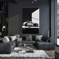 Luxury Sports Car Showroom Modern Elegance Artistic Poster PosterGoat