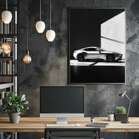 Luxury Sports Car Showroom Modern Elegance Artistic Poster PosterGoat