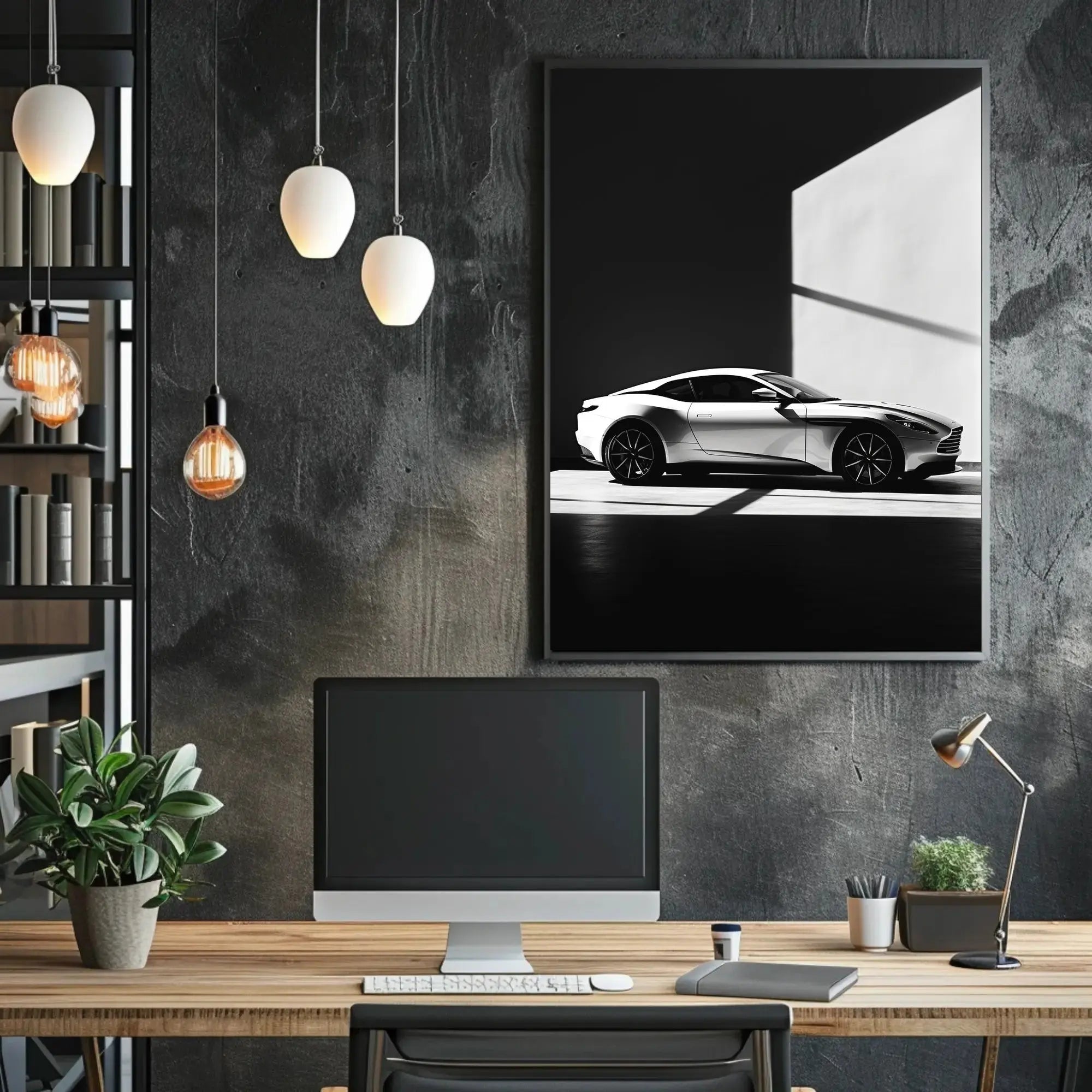 Luxury Sports Car Showroom Modern Elegance Artistic Poster PosterGoat