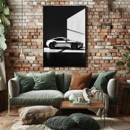 Luxury Sports Car Showroom Modern Elegance Artistic Poster PosterGoat