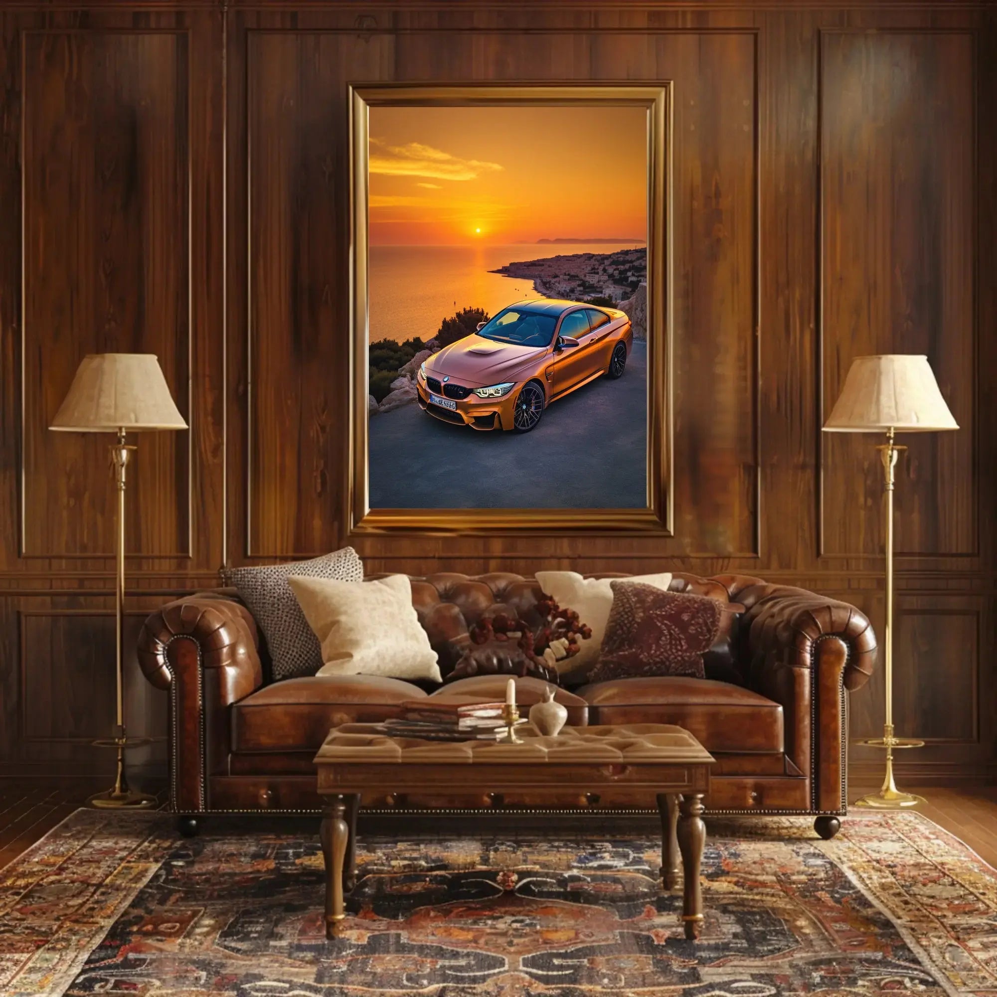 Luxury Sports Car Sunset Adventure - Travel Poster PosterGoat