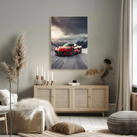 Luxury Sports Car in Alpine Mountains Art Poster PosterGoat