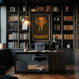 Lyndon B. Johnson Stained Glass Historical Poster PosterGoat