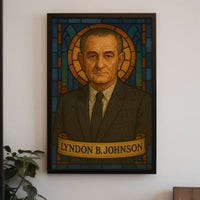 Lyndon B. Johnson Stained Glass Historical Poster PosterGoat