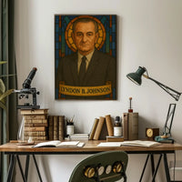 Lyndon B. Johnson Stained Glass Historical Poster PosterGoat