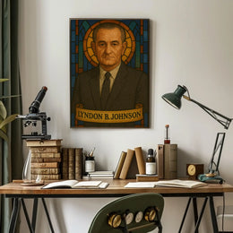 Lyndon B. Johnson Stained Glass Historical Poster PosterGoat