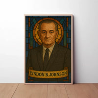 Lyndon B. Johnson Stained Glass Historical Poster PosterGoat