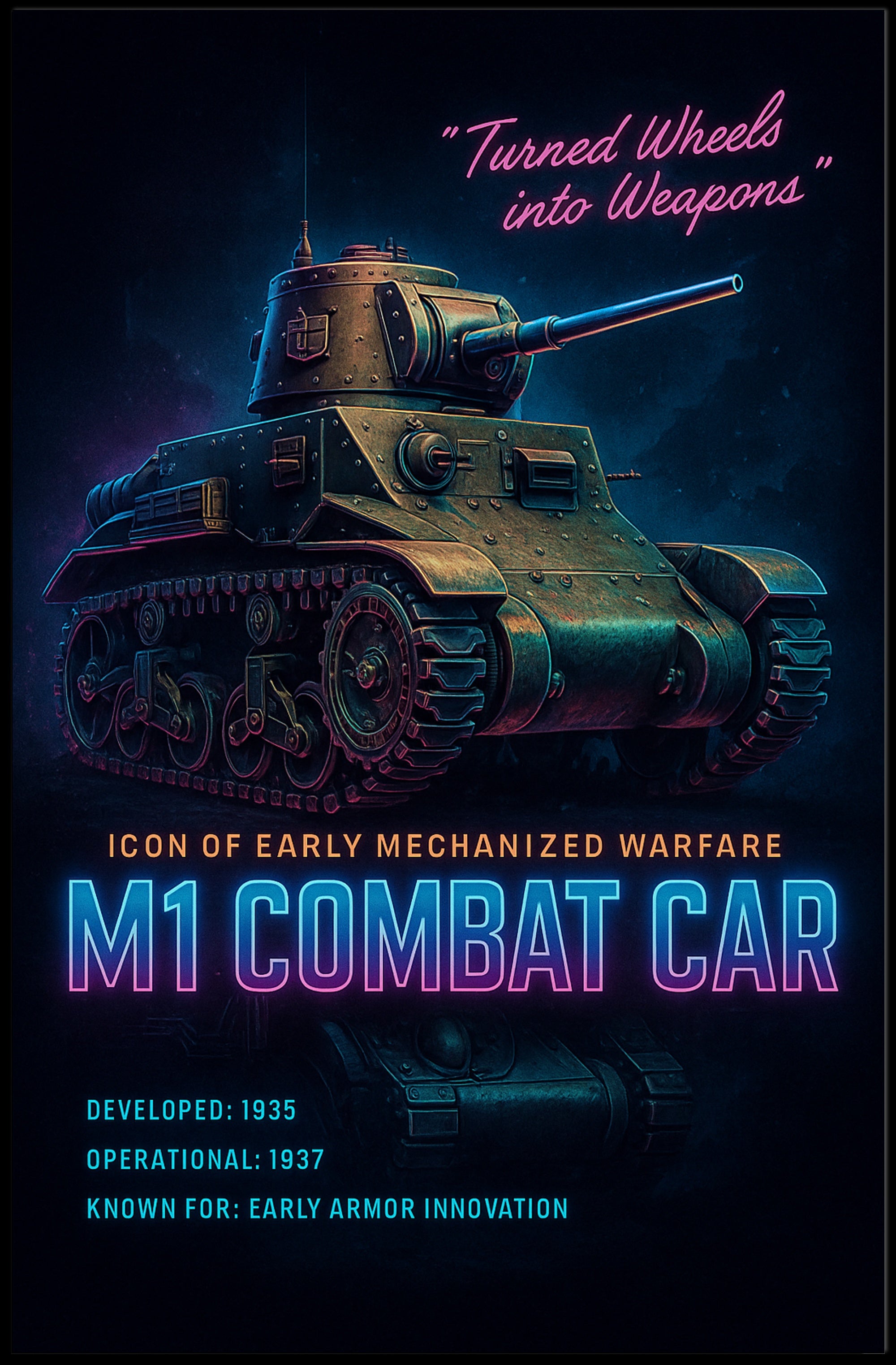 M1 Combat Car Poster Icon of Early Warfare PosterGoat