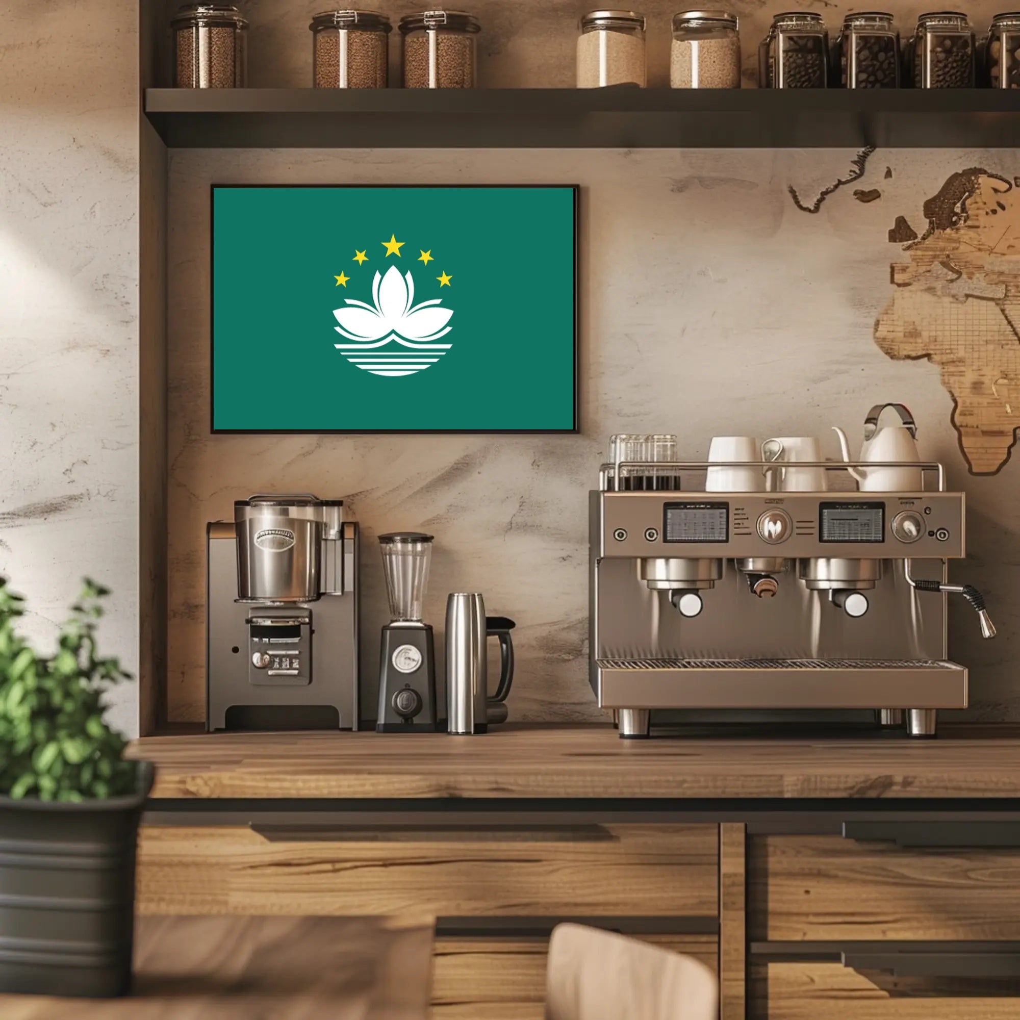 Macau Lotus Flag: Modern Symbolic Country Flag Poster PosterGoat