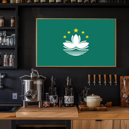 Macau Lotus Flag: Modern Symbolic Country Flag Poster PosterGoat