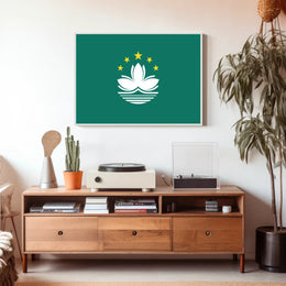 Macau Lotus Flag: Modern Symbolic Country Flag Poster PosterGoat