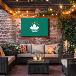 Macau Lotus Flag: Modern Symbolic Country Flag Poster PosterGoat