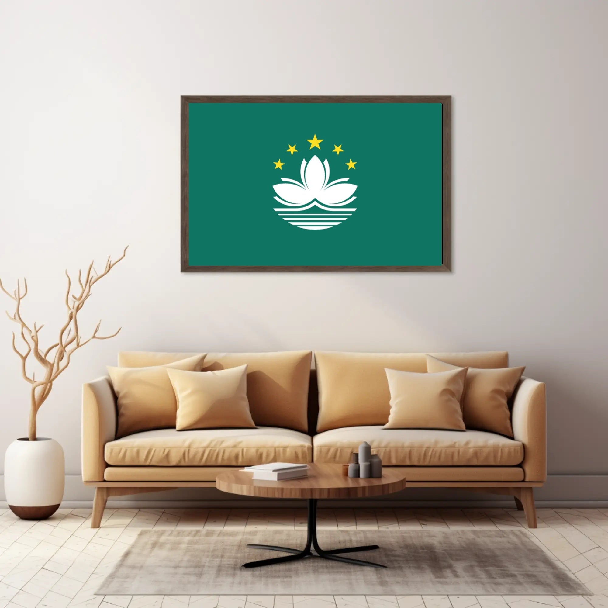 Macau Lotus Flag: Modern Symbolic Country Flag Poster PosterGoat