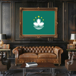 Macau Lotus Flag: Modern Symbolic Country Flag Poster PosterGoat