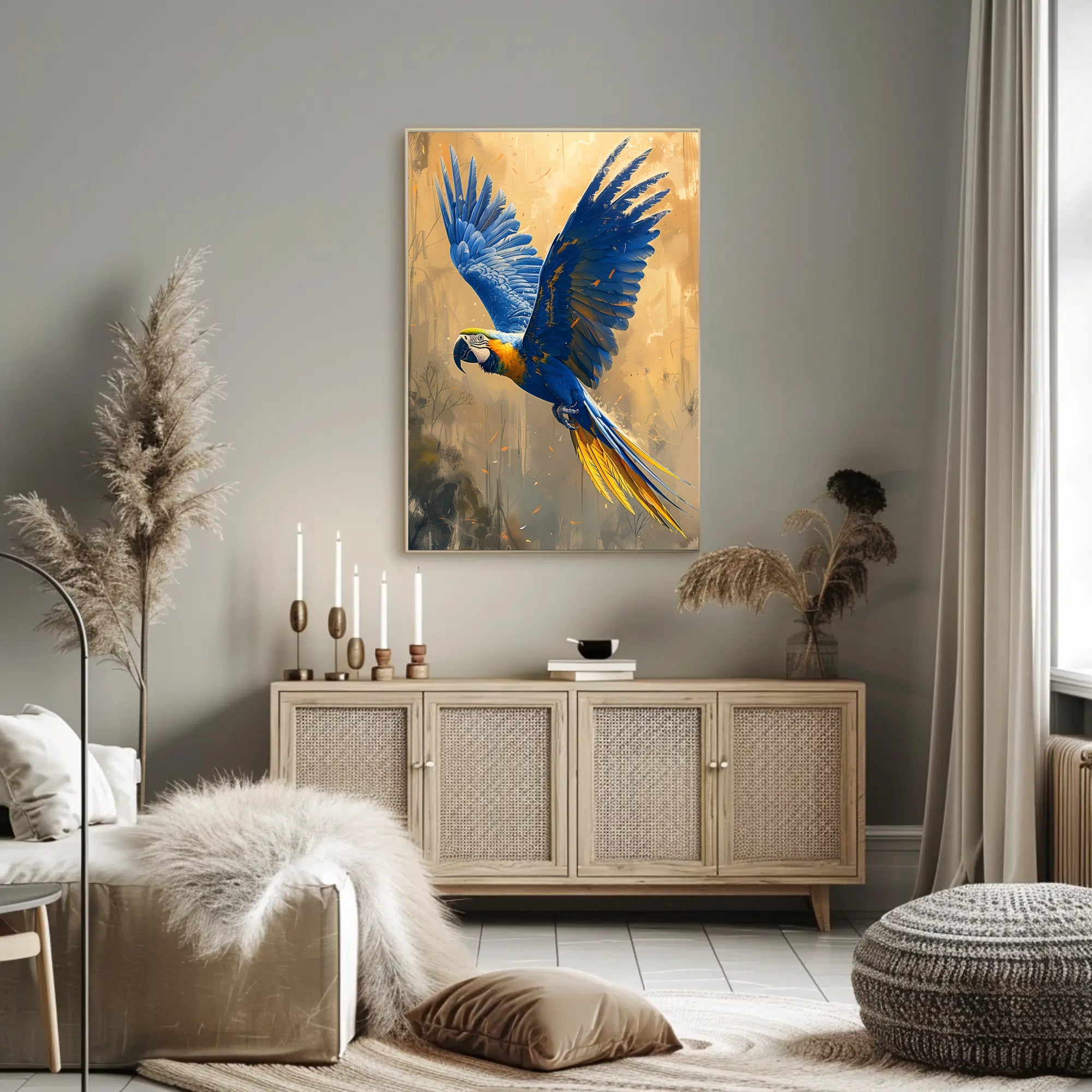 Macaw In Flight Animal Poster PosterGoat