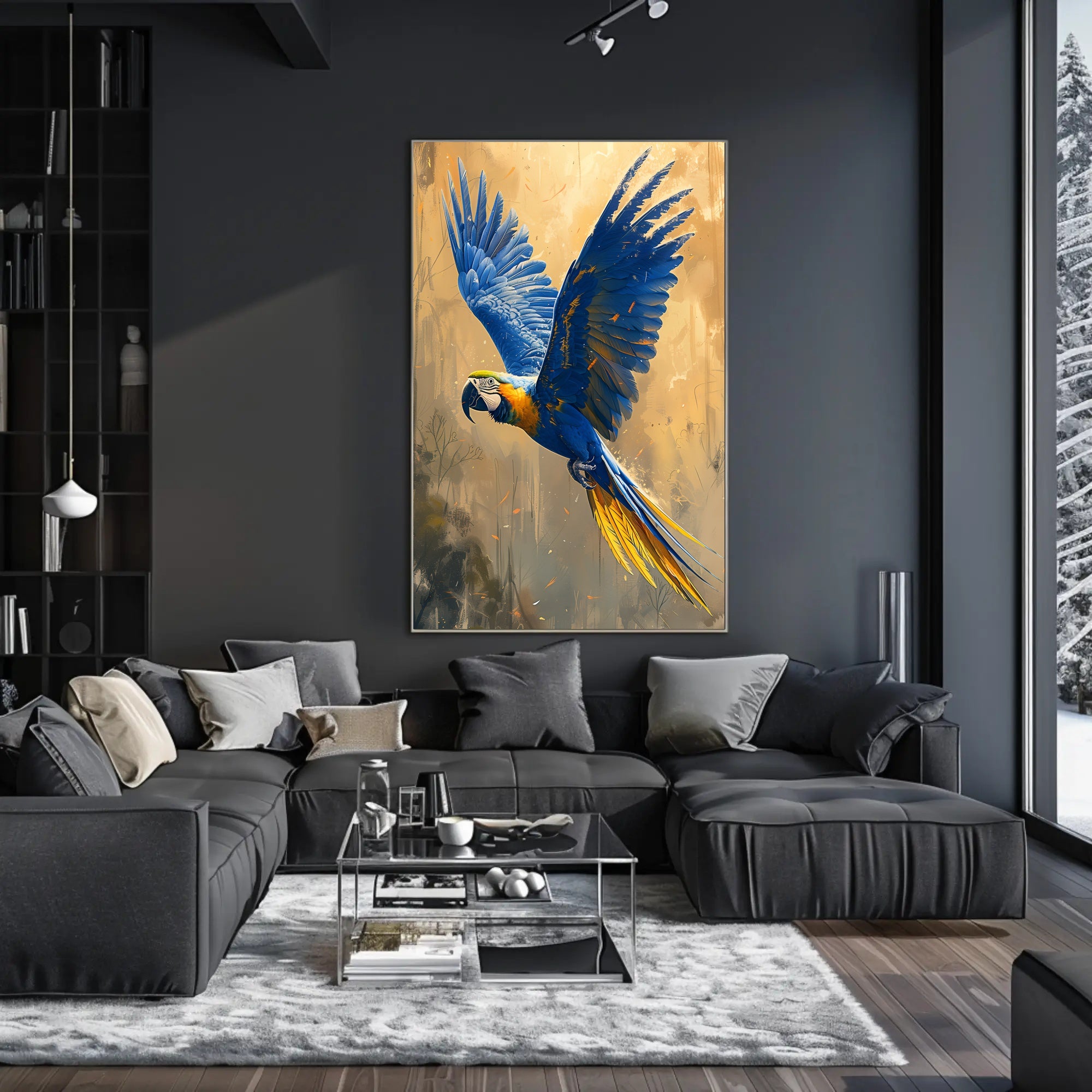 Macaw In Flight Animal Poster PosterGoat