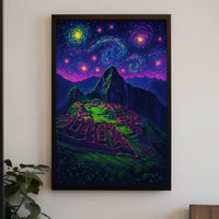 Machu Picchu Celestial Night View Artistic Poster PosterGoat